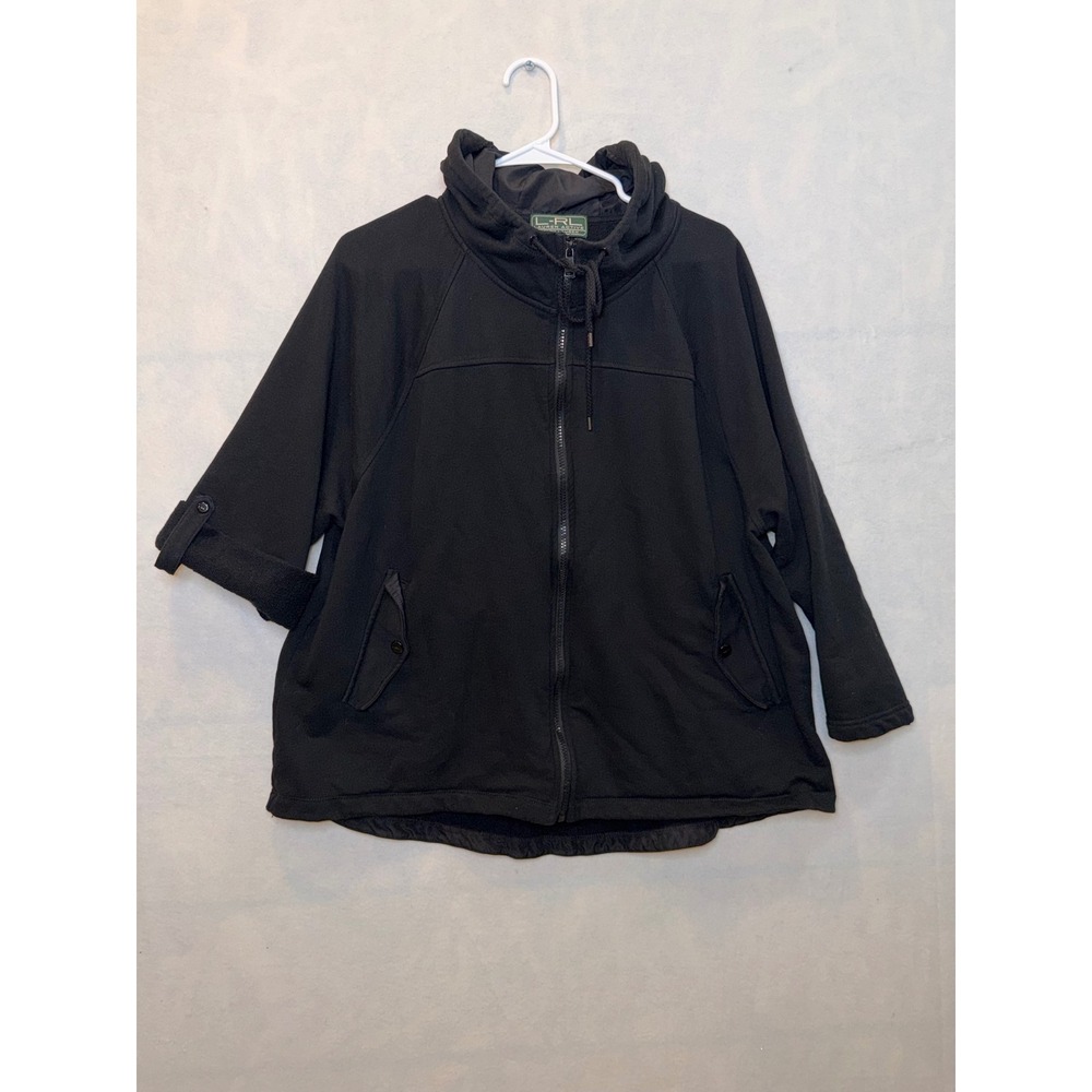 Lauren Active Ralph Lauren Black Full Zip Short Sleeve Hoodie Jacket‎ 3X Plus